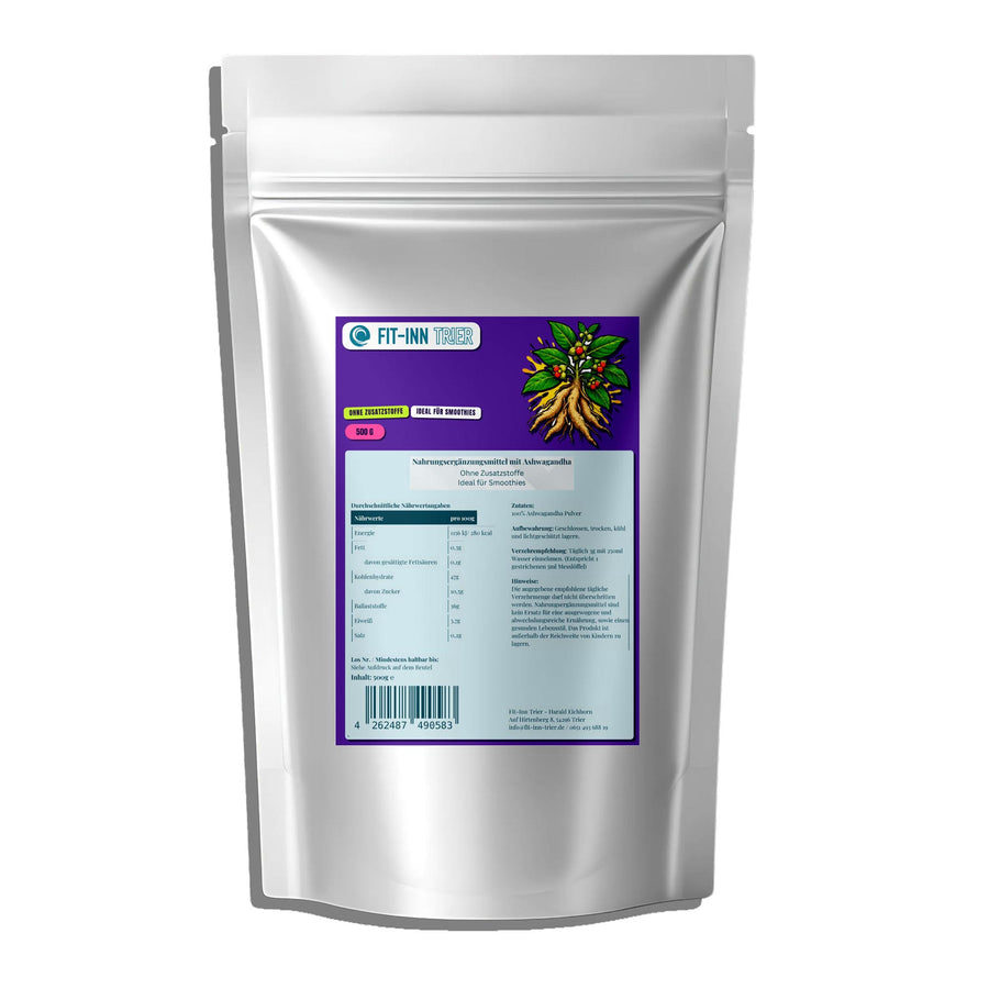 Ashwagandha Pulver - 500g Doypack – Fit-Inn Remix-Etikett