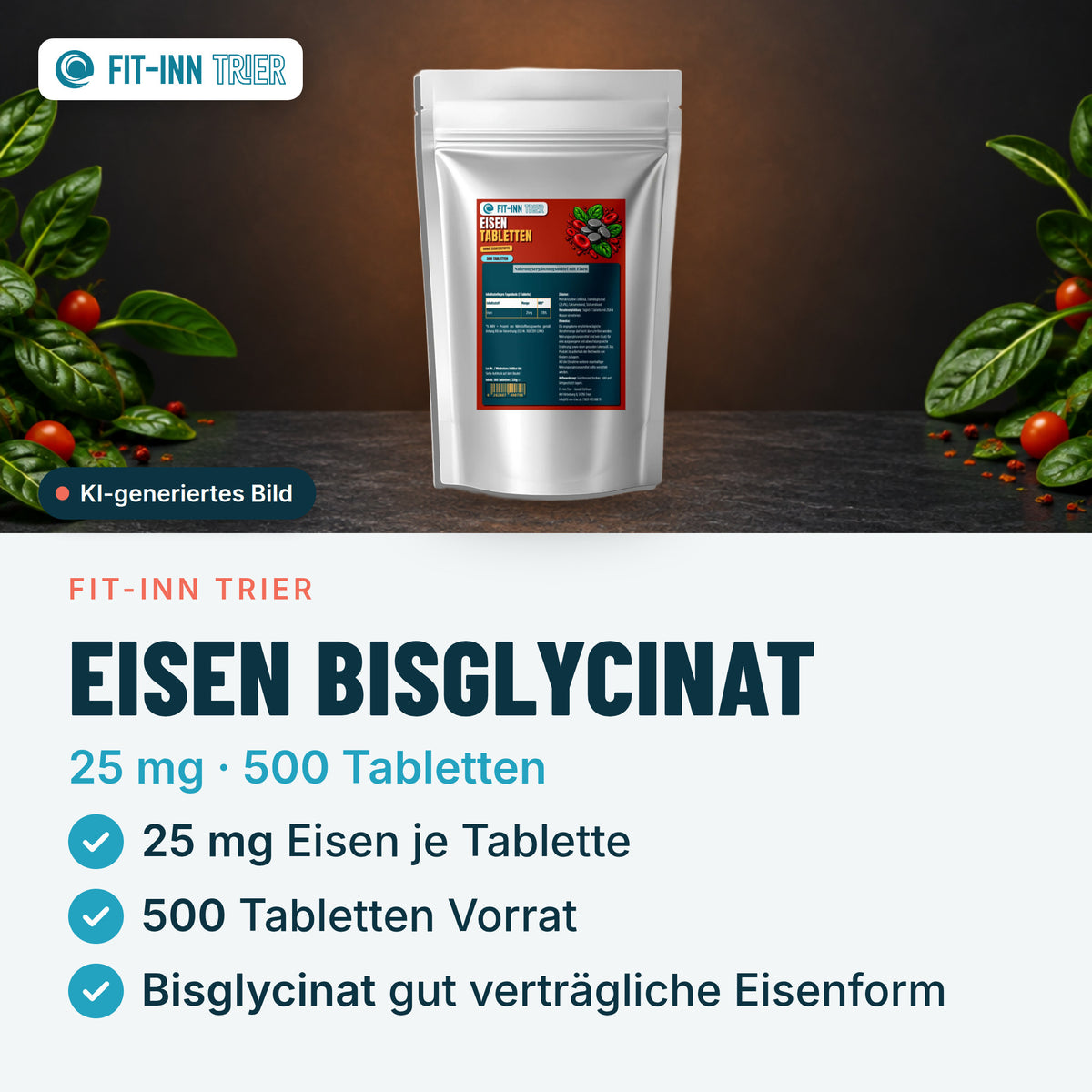 25mg Eisen Bisglycinat - 500 Tabletten – Vorgestellt