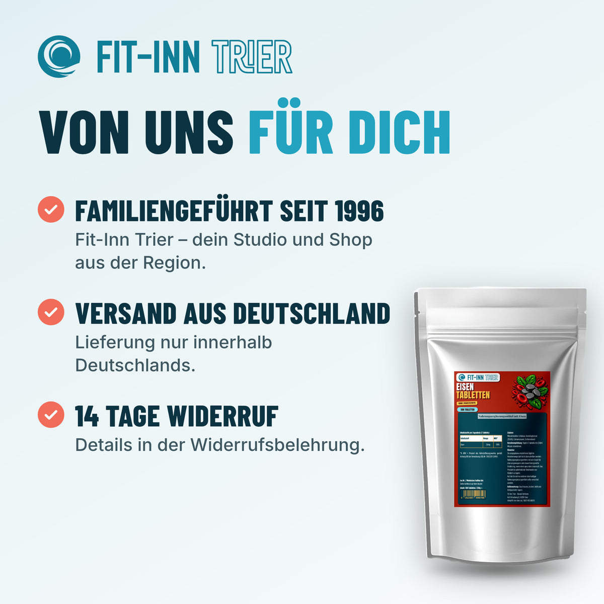 25mg Eisen Bisglycinat - 500 Tabletten – Von uns für dich