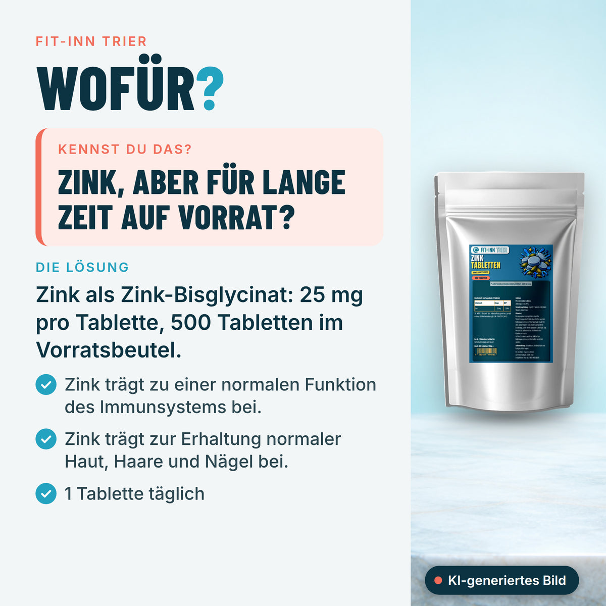 25mg Zink Bisglycinat - 500 Tabletten – Wofür?