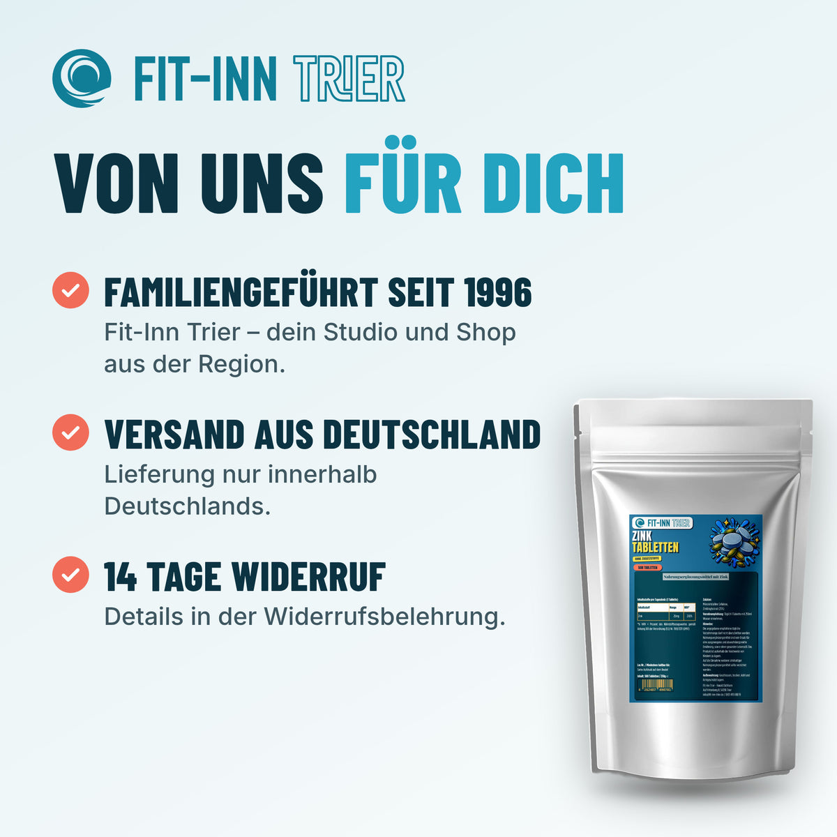 25mg Zink Bisglycinat - 500 Tabletten – Von uns für dich