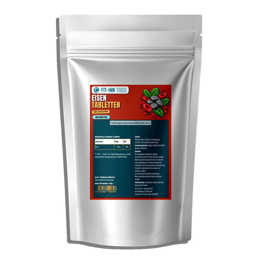 25mg Eisen Bisglycinat - 500 Tabletten – Fit-Inn Remix-Etikett