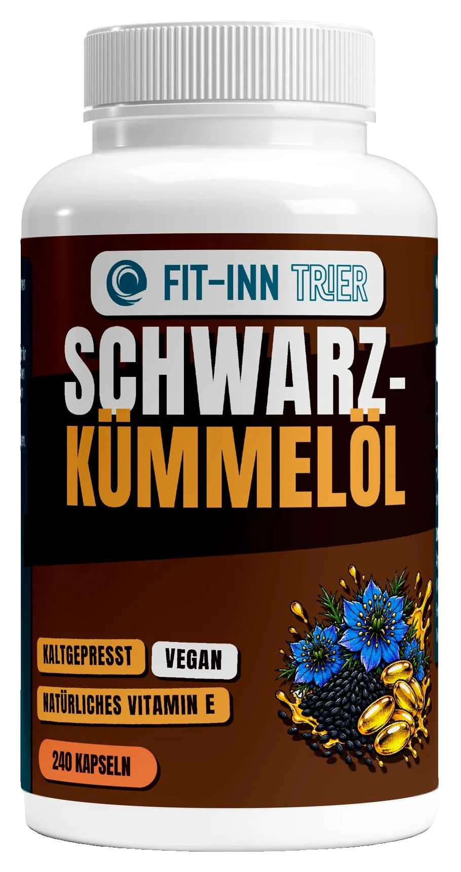 Ägyptisches Schwarzkümmelöl - 240 vegane Softgels – Fit-Inn Remix-Etikett
