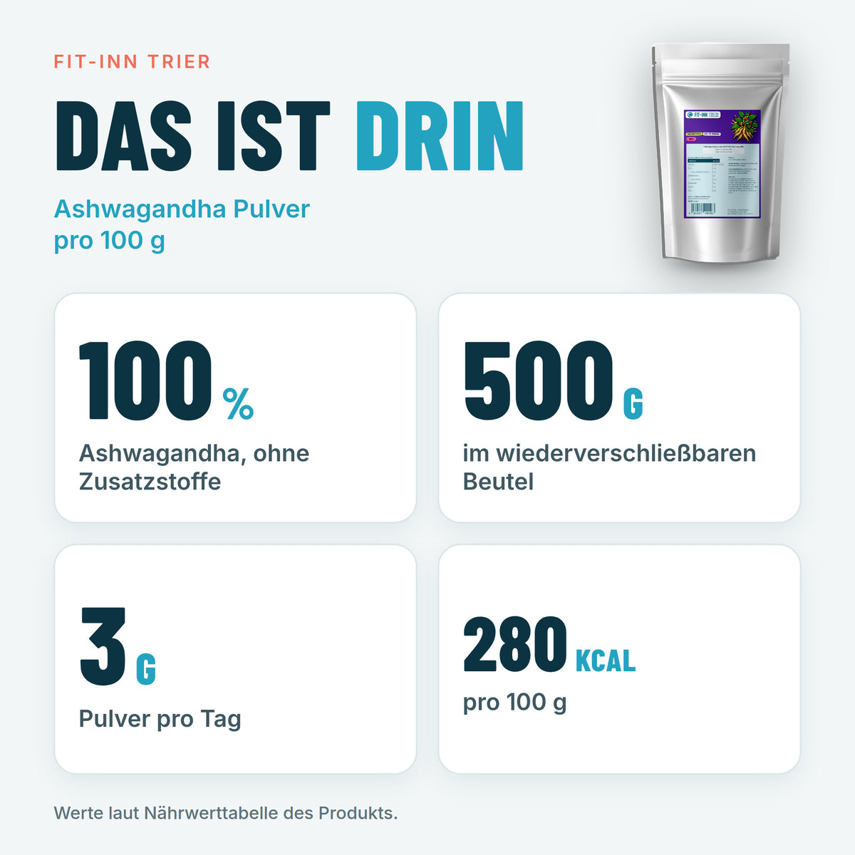 Ashwagandha Pulver - 500g Doypack – Das ist drin