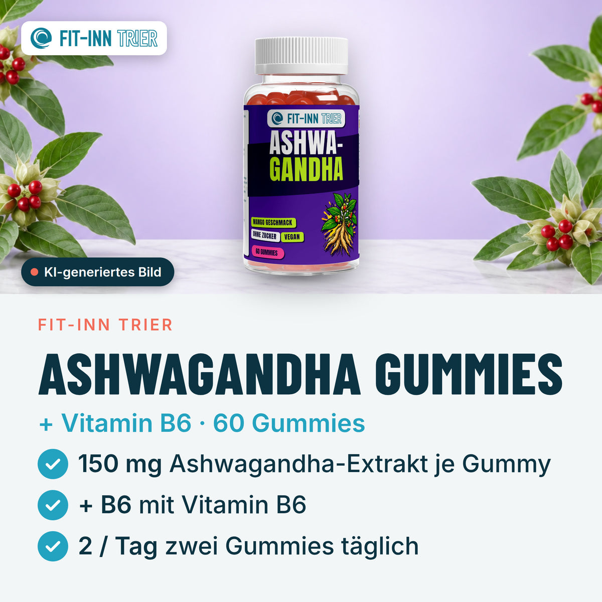Ashwagandha + Vitamin B6 Gummies - 60 Stk. – Vorgestellt