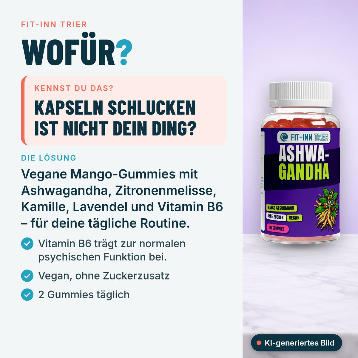 Ashwagandha + Vitamin B6 Gummies - 60 Stk. – Wofür?