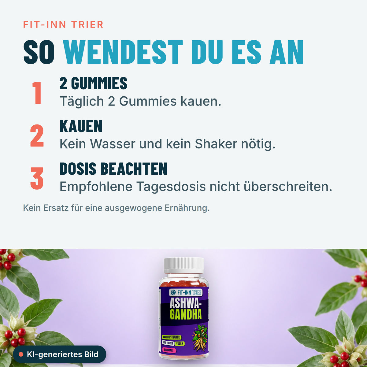 Ashwagandha + Vitamin B6 Gummies - 60 Stk. – So wendest du es an