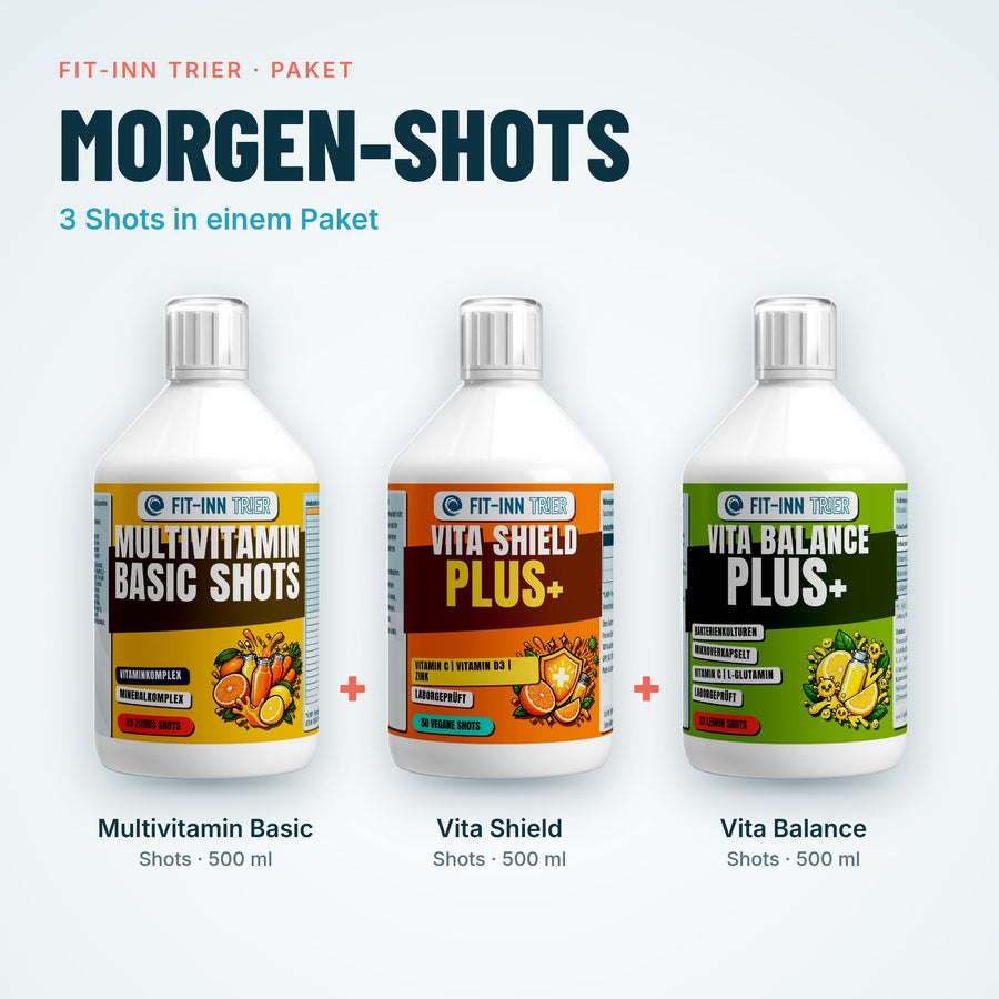 Morgen-Shots Paket: Multivitamin Basic, Vita Shield, Vita Balance