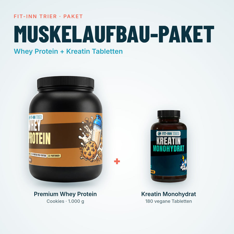 Muskelaufbau-Paket – Whey Cookies + Kreatin Tabletten