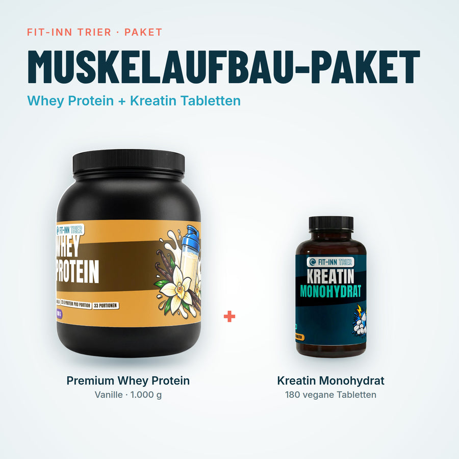 Muskelaufbau-Paket – Whey Vanille + Kreatin Tabletten