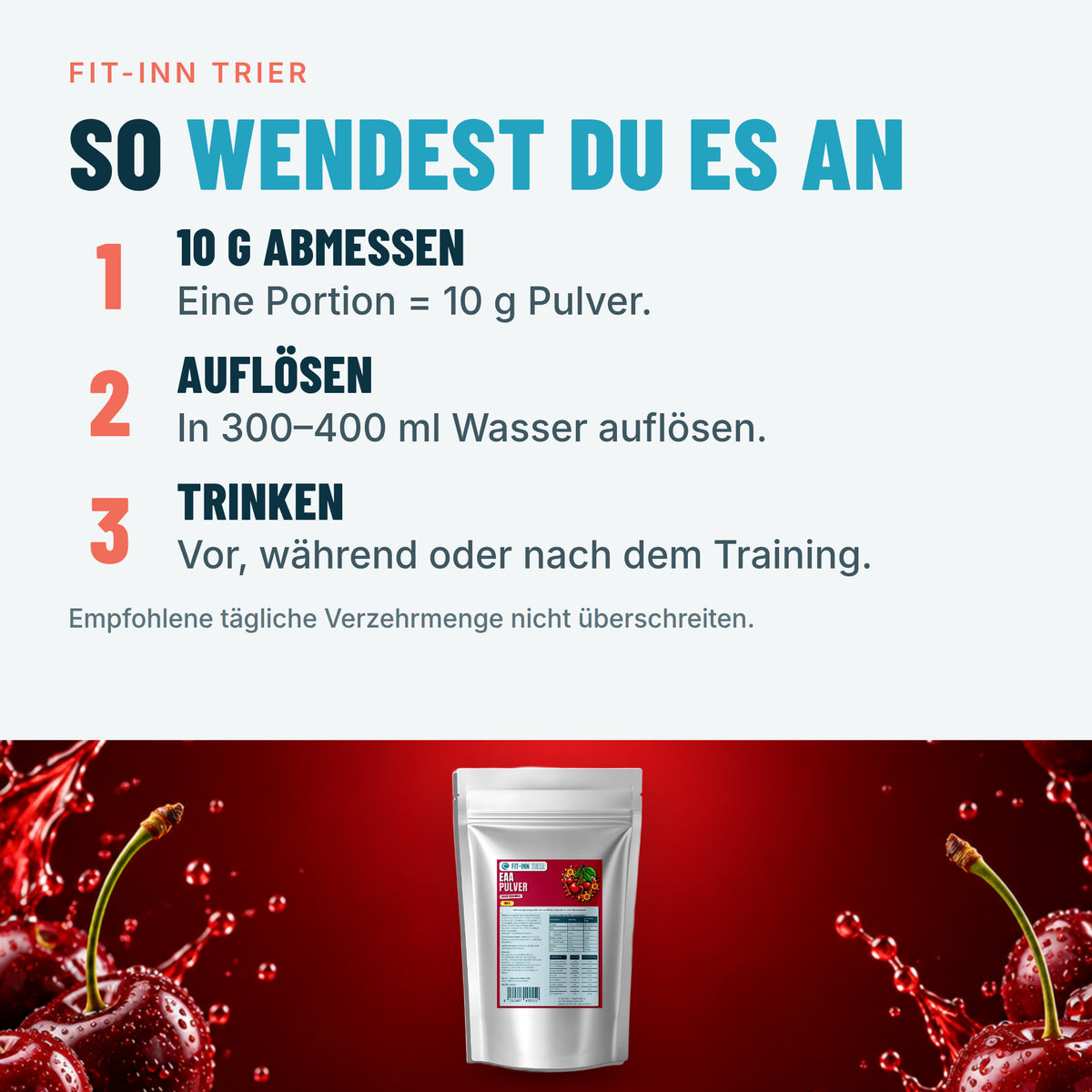 EAA (Essentielle Aminosäuren) Kirsche - 500g – So wendest du es an