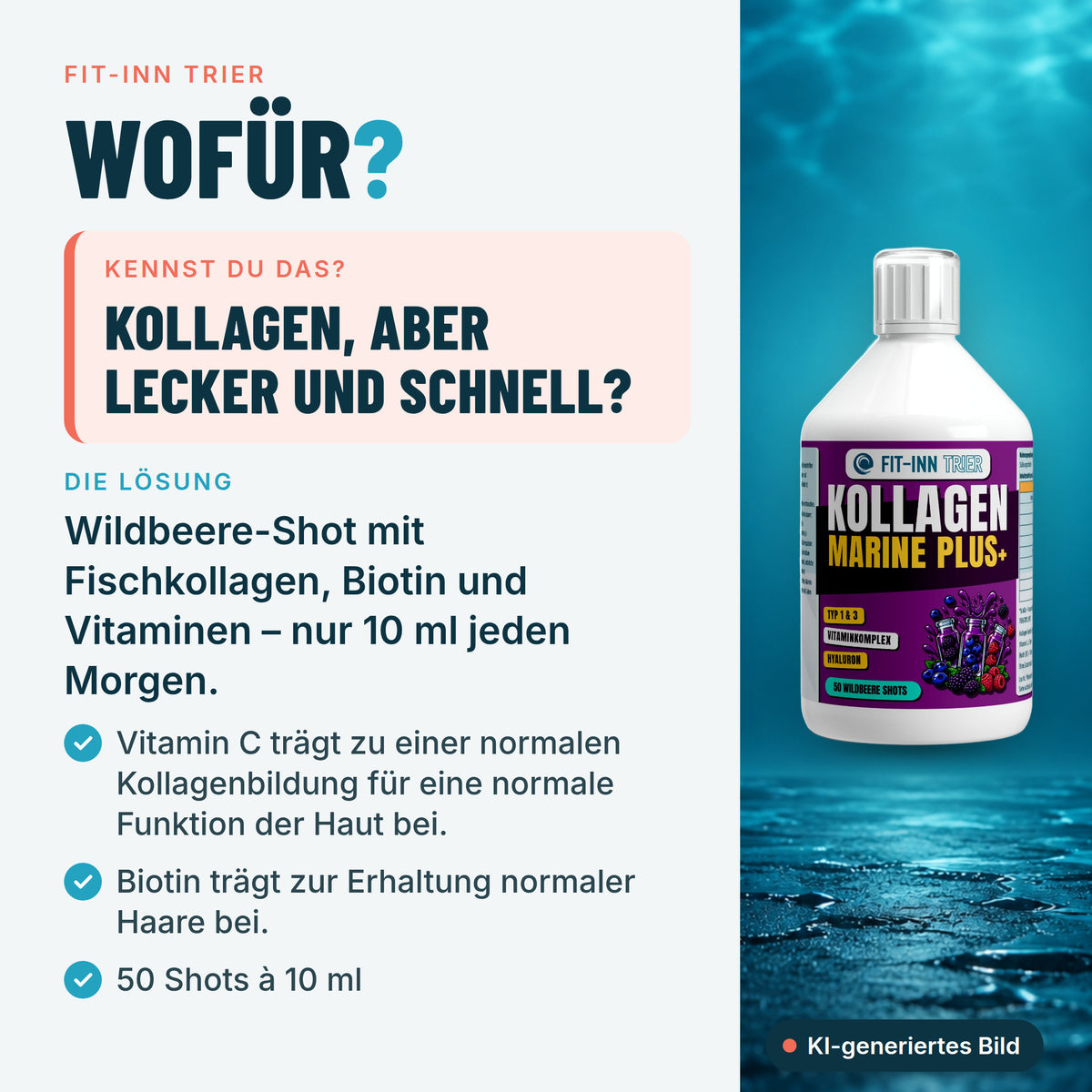 Kollagen Marine Plus (1500 DA) + - 50 Shots - Wildbeere - 500ml – Wofür?