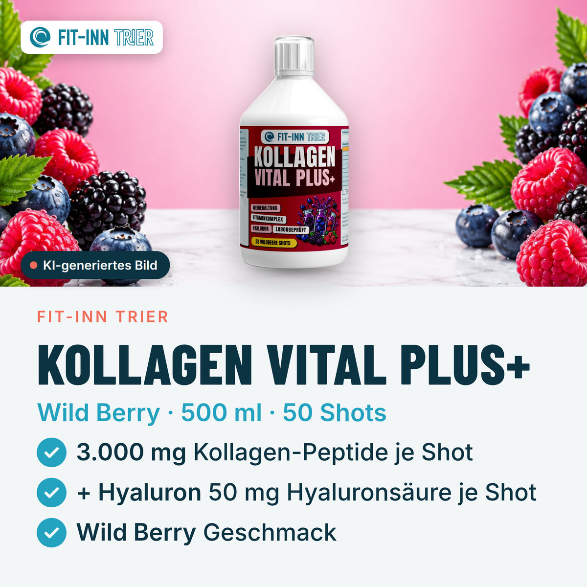 Kollagen Vital PLUS+ Shots (1500 DA) - Wild Berry - 500ml – Vorgestellt