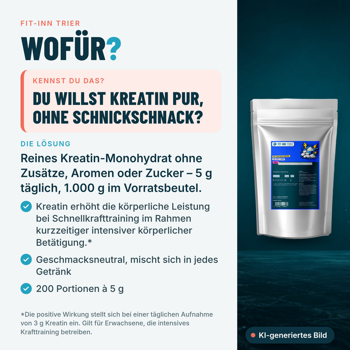 Kreatin Monohydrat - 1000g Doypack – Wofür?