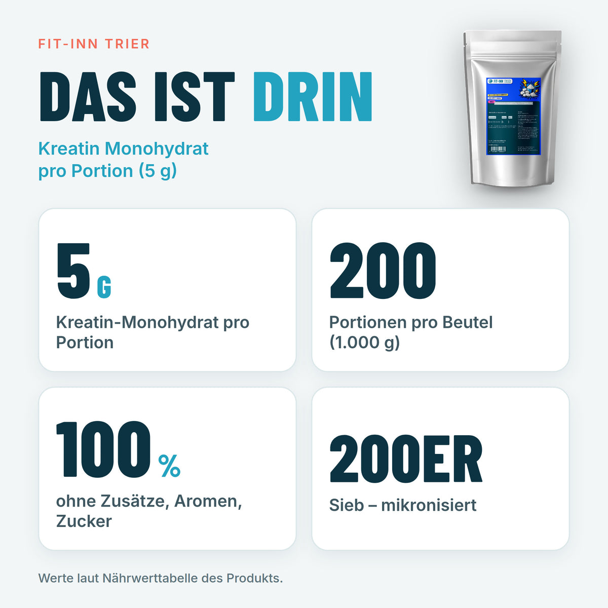 Kreatin Monohydrat - 1000g Doypack – Das ist drin
