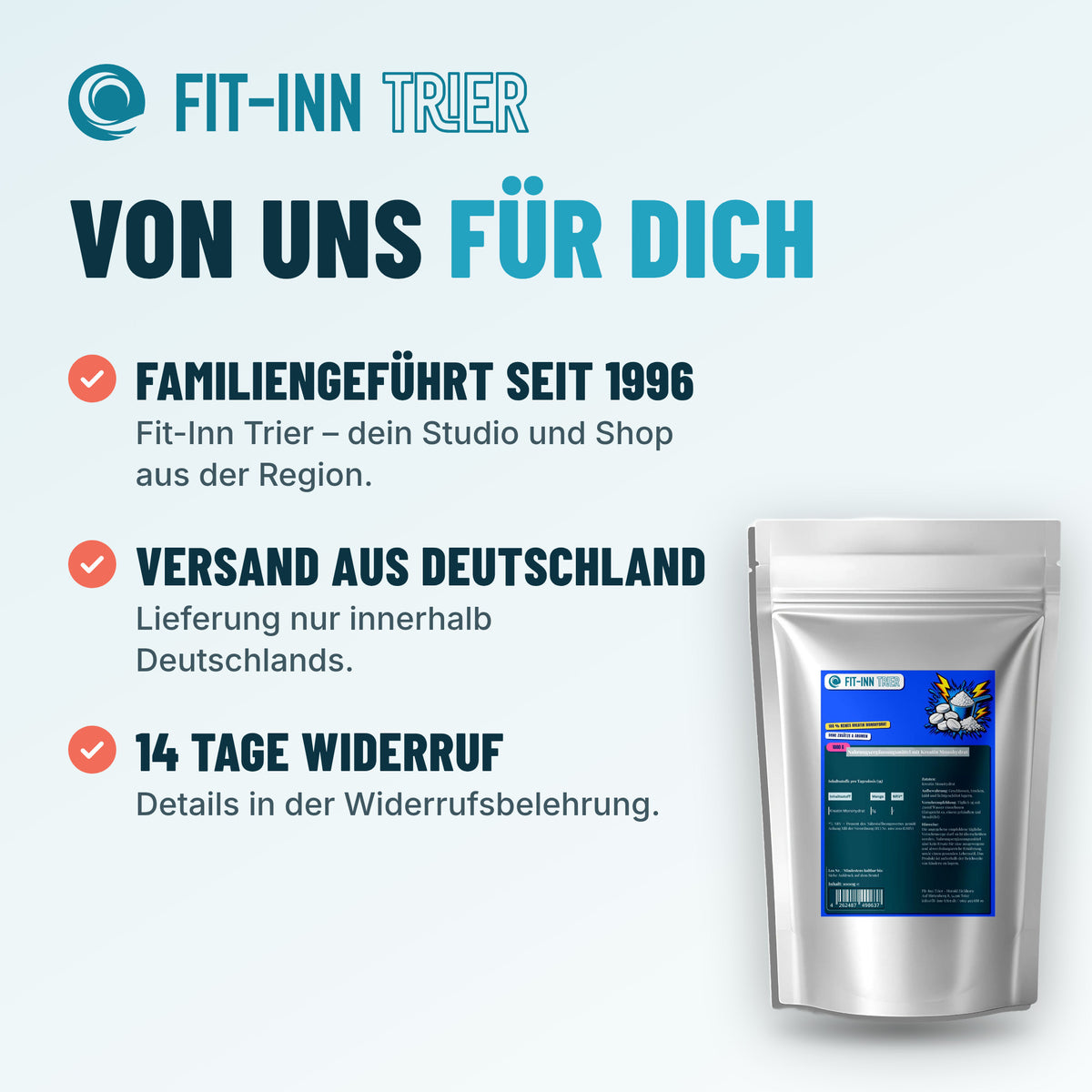 Kreatin Monohydrat - 1000g Doypack – Von uns für dich