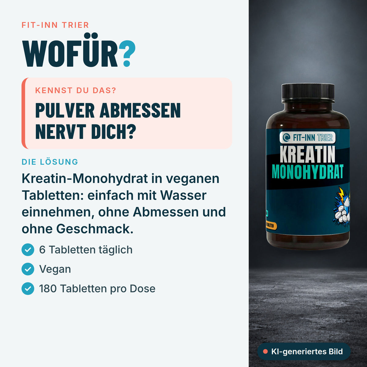 Kreatin Monohydrat - 180 vegane Tabletten – Wofür?