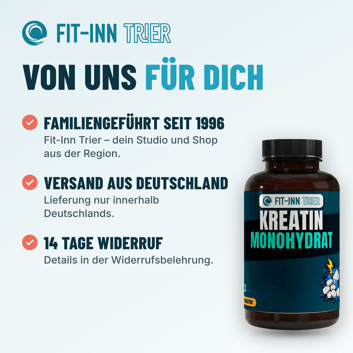 Kreatin Monohydrat - 180 vegane Tabletten – Von uns für dich