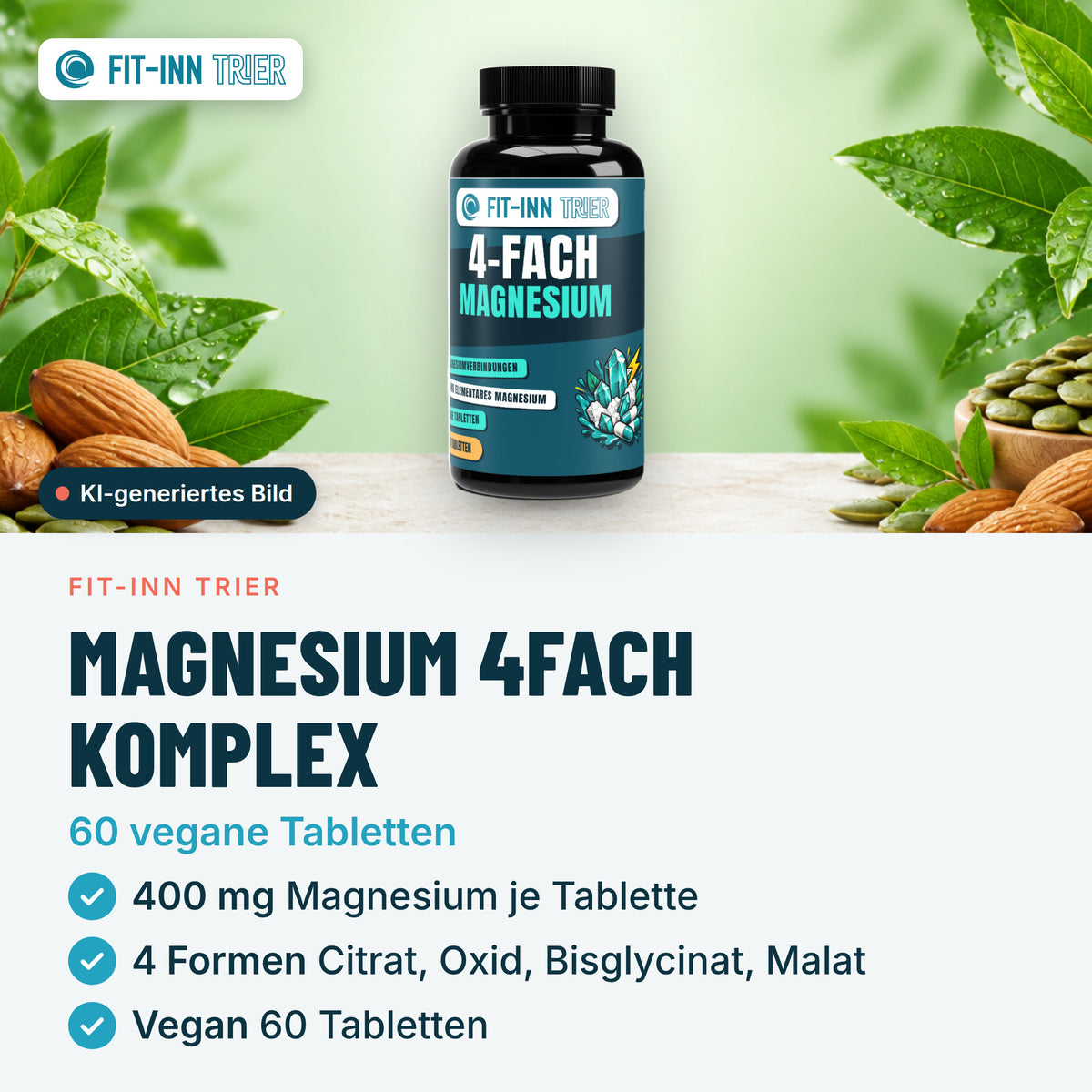 Magnesium 4fach Komplex - 60 vegane Tabletten – Vorgestellt