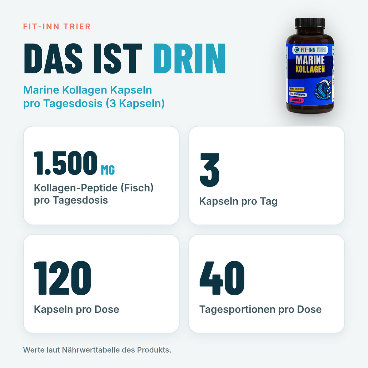 Marine Kollagen Peptide (2000-5000 DA) - 120 Kapseln – Das ist drin