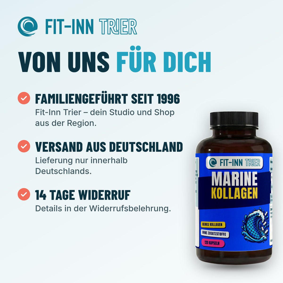 Marine Kollagen Peptide (2000-5000 DA) - 120 Kapseln – Von uns für dich