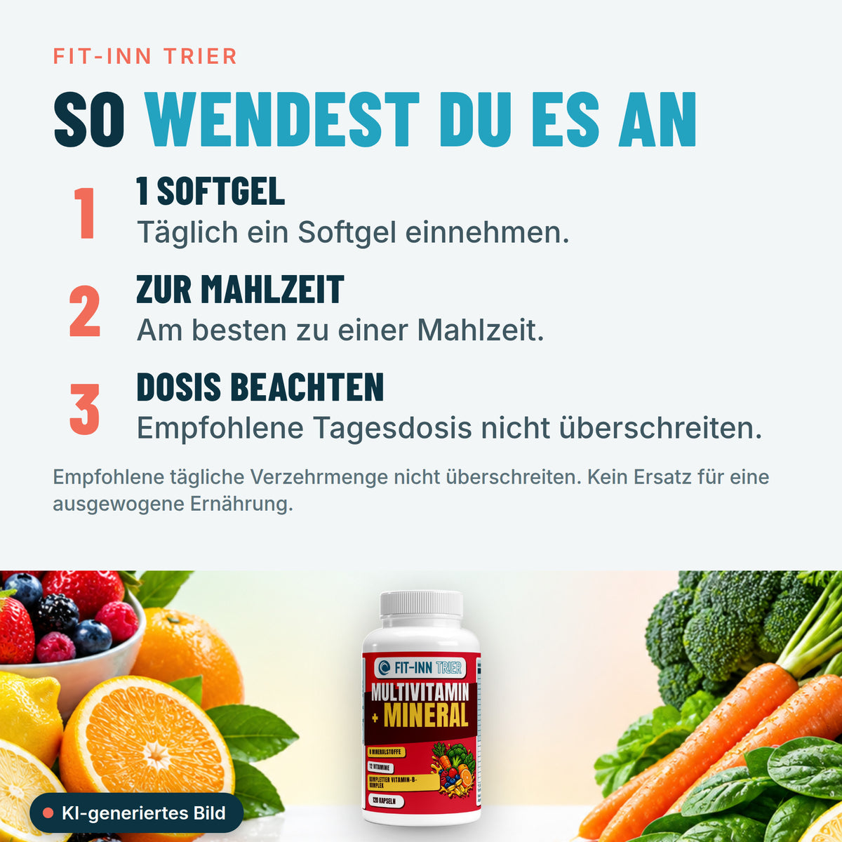 Multi Vitamin und Mineral Komplex - 120 Softgels – So wendest du es an