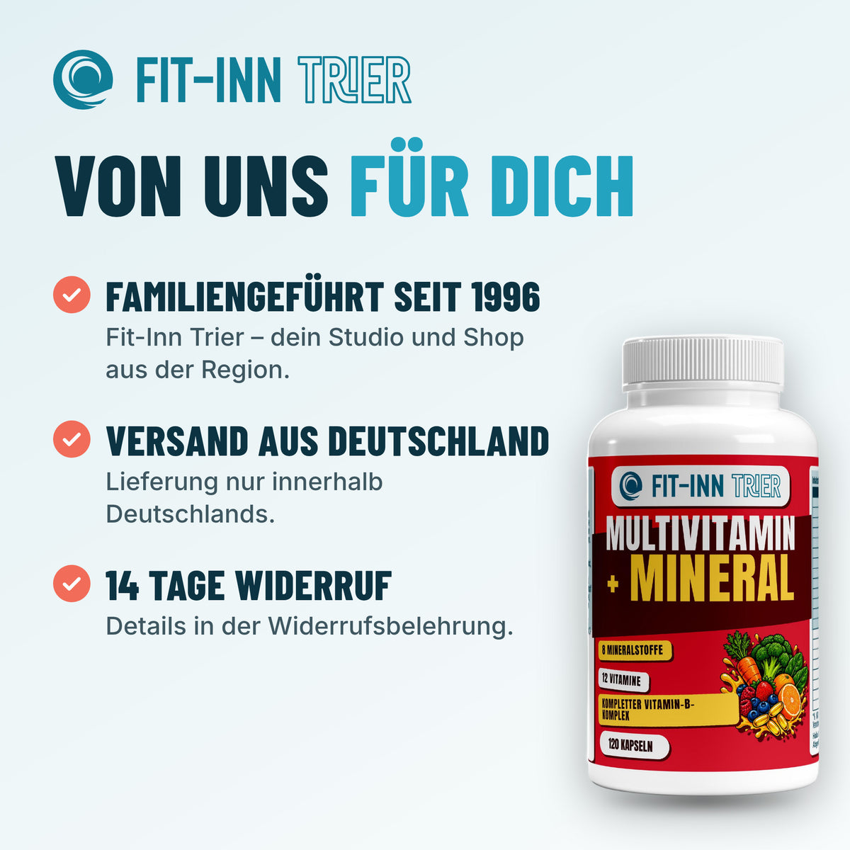 Multi Vitamin und Mineral Komplex - 120 Softgels – Von uns für dich