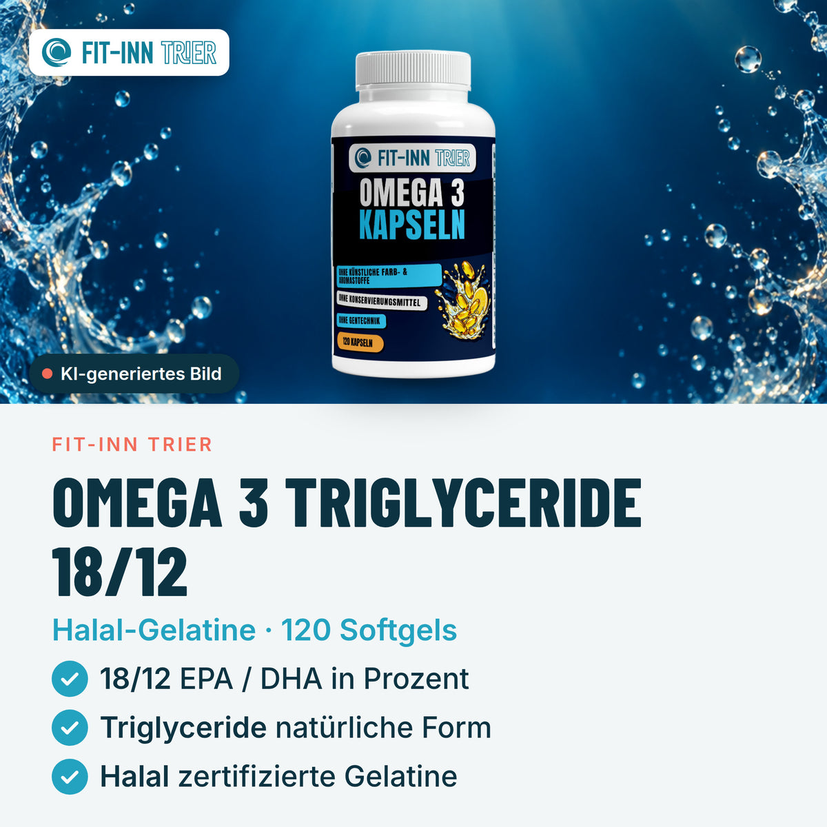 Omega 3 Triglyceride 18/12 (Halal Gelatine) - 120 Softgels – Vorgestellt