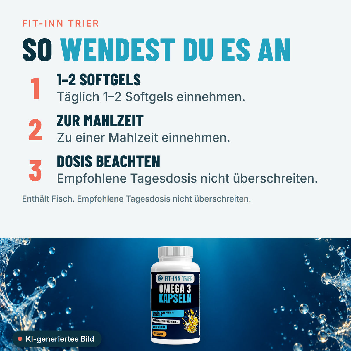 Omega 3 Triglyceride 18/12 (Halal Gelatine) - 120 Softgels – So wendest du es an