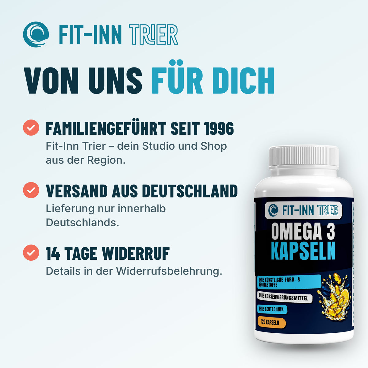 Omega 3 Triglyceride 18/12 (Halal Gelatine) - 120 Softgels – Von uns für dich