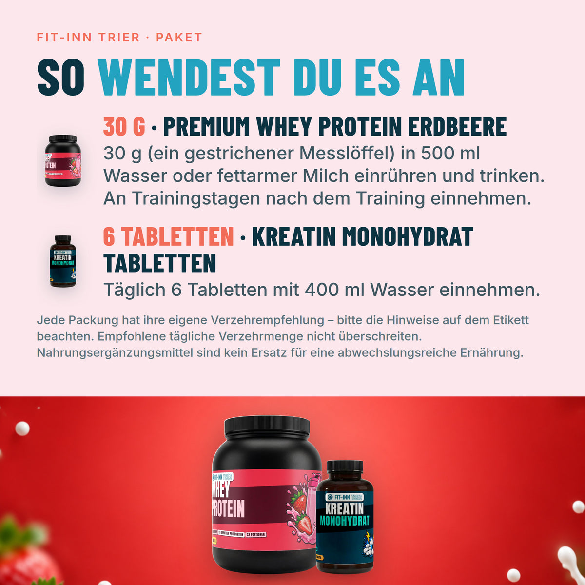 Muskelaufbau-Paket – Erdbeere – Anwendung