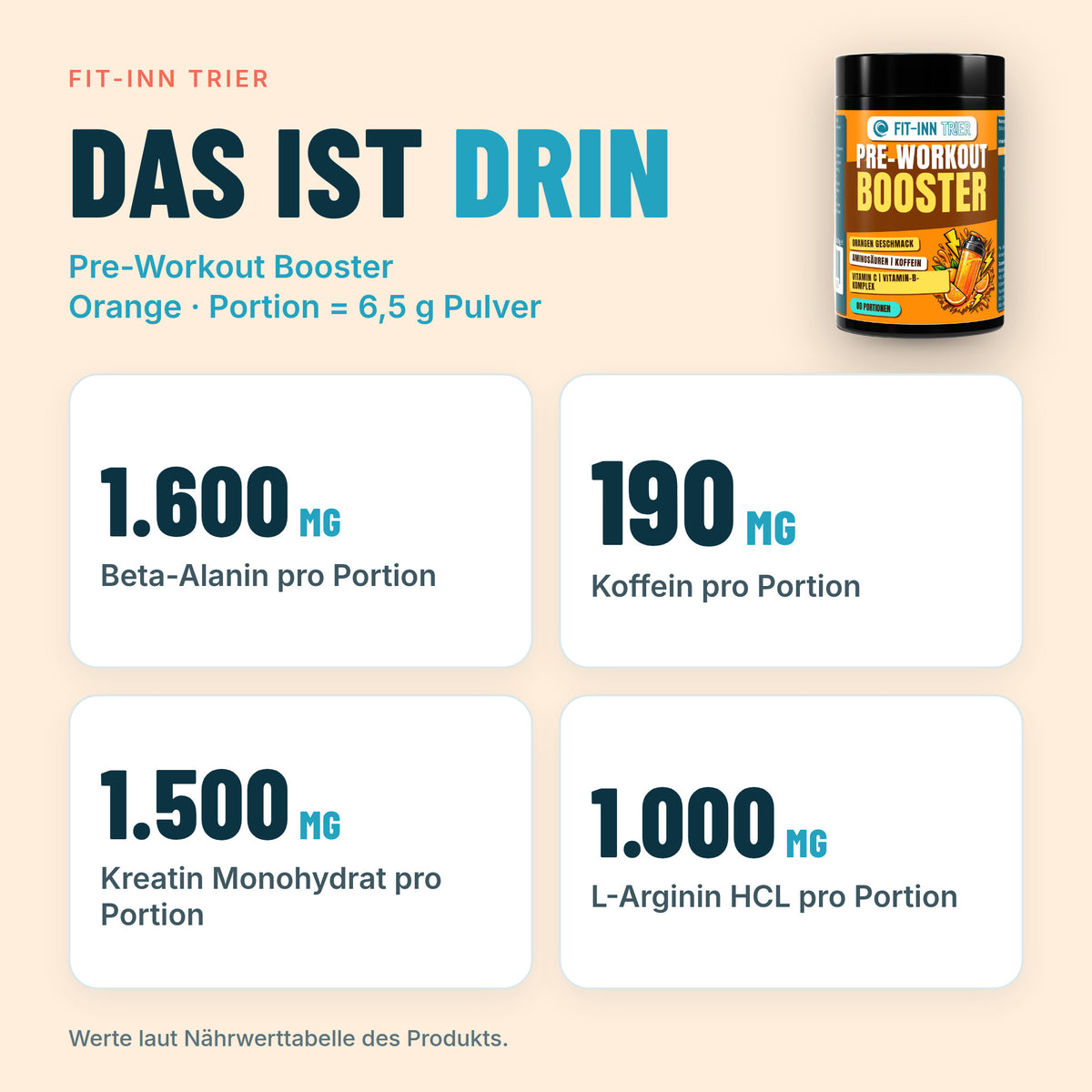 Pre-Workout Booster - 520g – Orange – Das ist drin