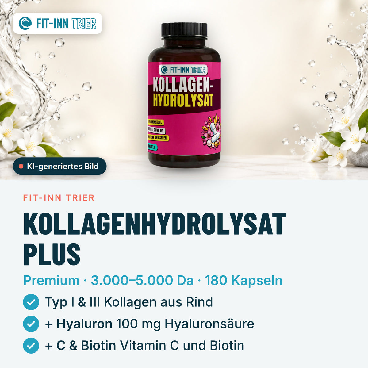 Premium Kollagenhydrolysat PLUS (3000-5000 DA ) - 180 Kapseln – Vorgestellt