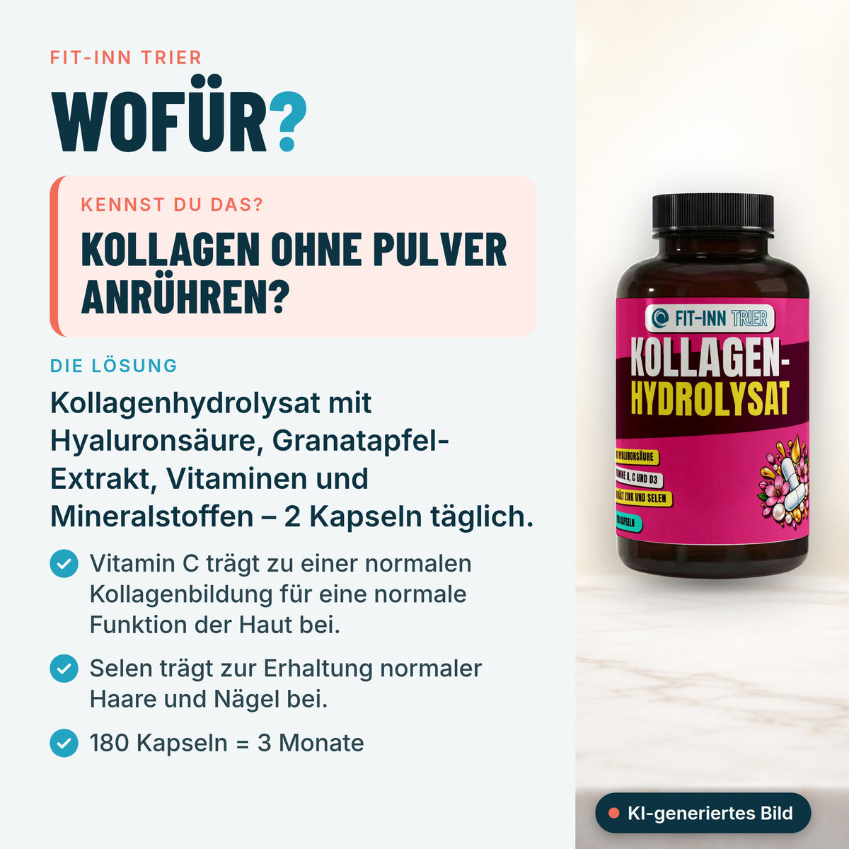 Premium Kollagenhydrolysat PLUS (3000-5000 DA ) - 180 Kapseln – Wofür?