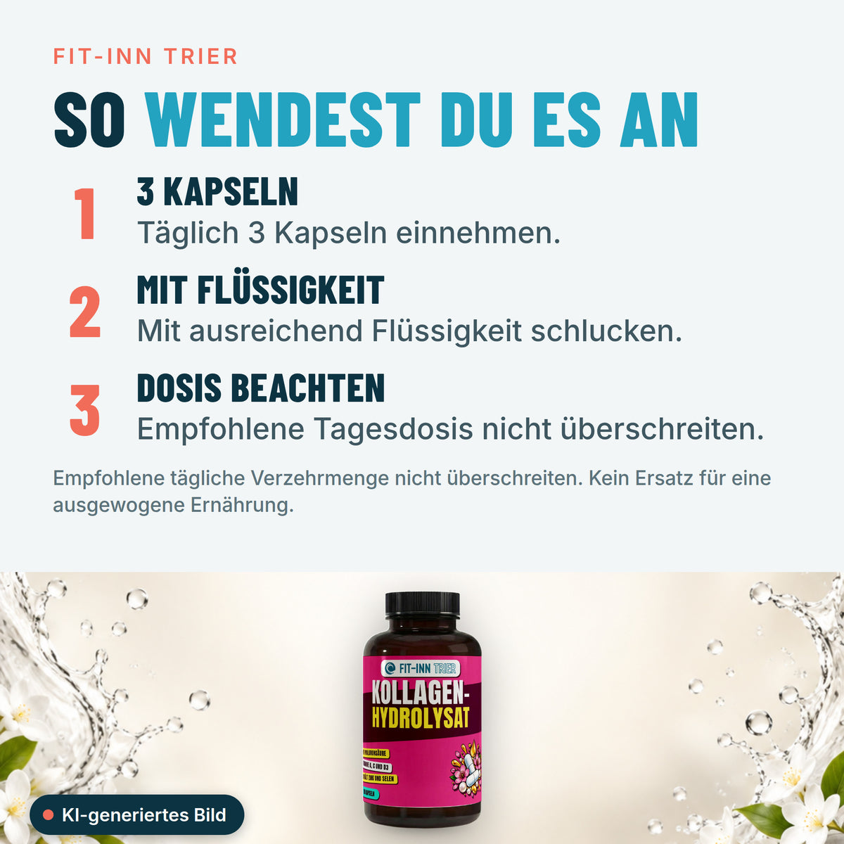 Premium Kollagenhydrolysat PLUS (3000-5000 DA ) - 180 Kapseln – So wendest du es an