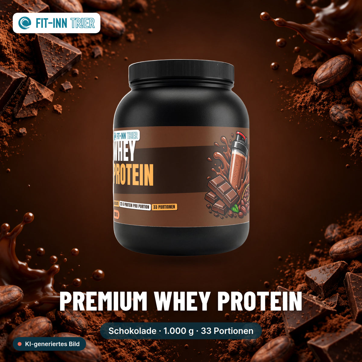 Premium Whey Protein / Eiweiß · 1.000 g – Produktbild Sorte Schokolade