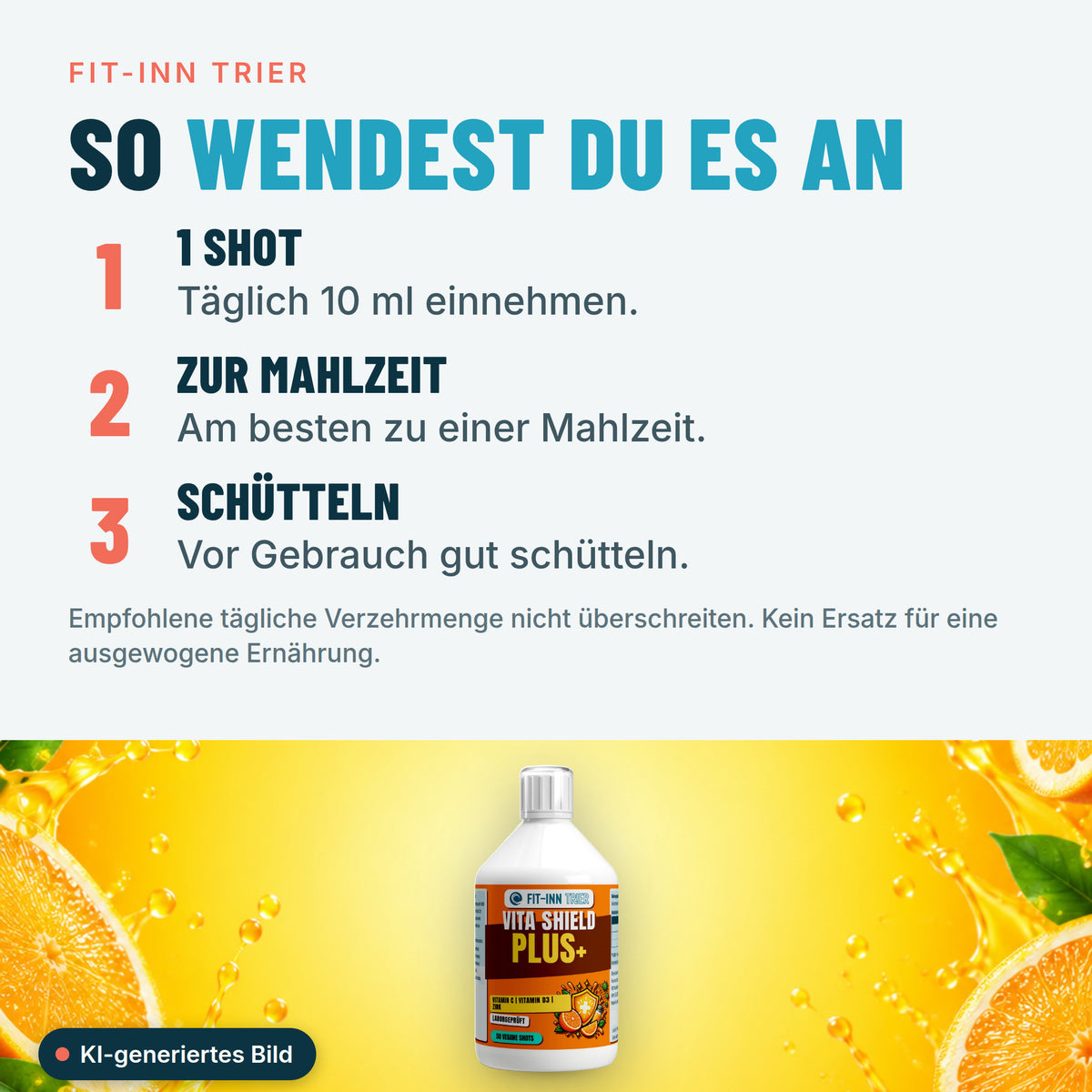 Vita Shield PLUS+ Shots - Fresh Orange - 500ml – So wendest du es an