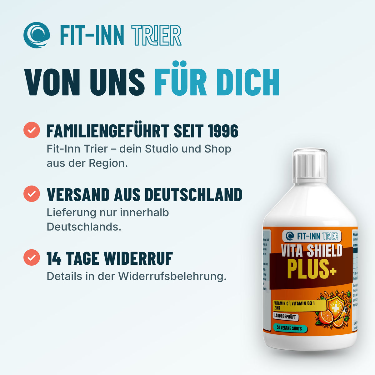 Vita Shield PLUS+ Shots - Fresh Orange - 500ml – Von uns für dich