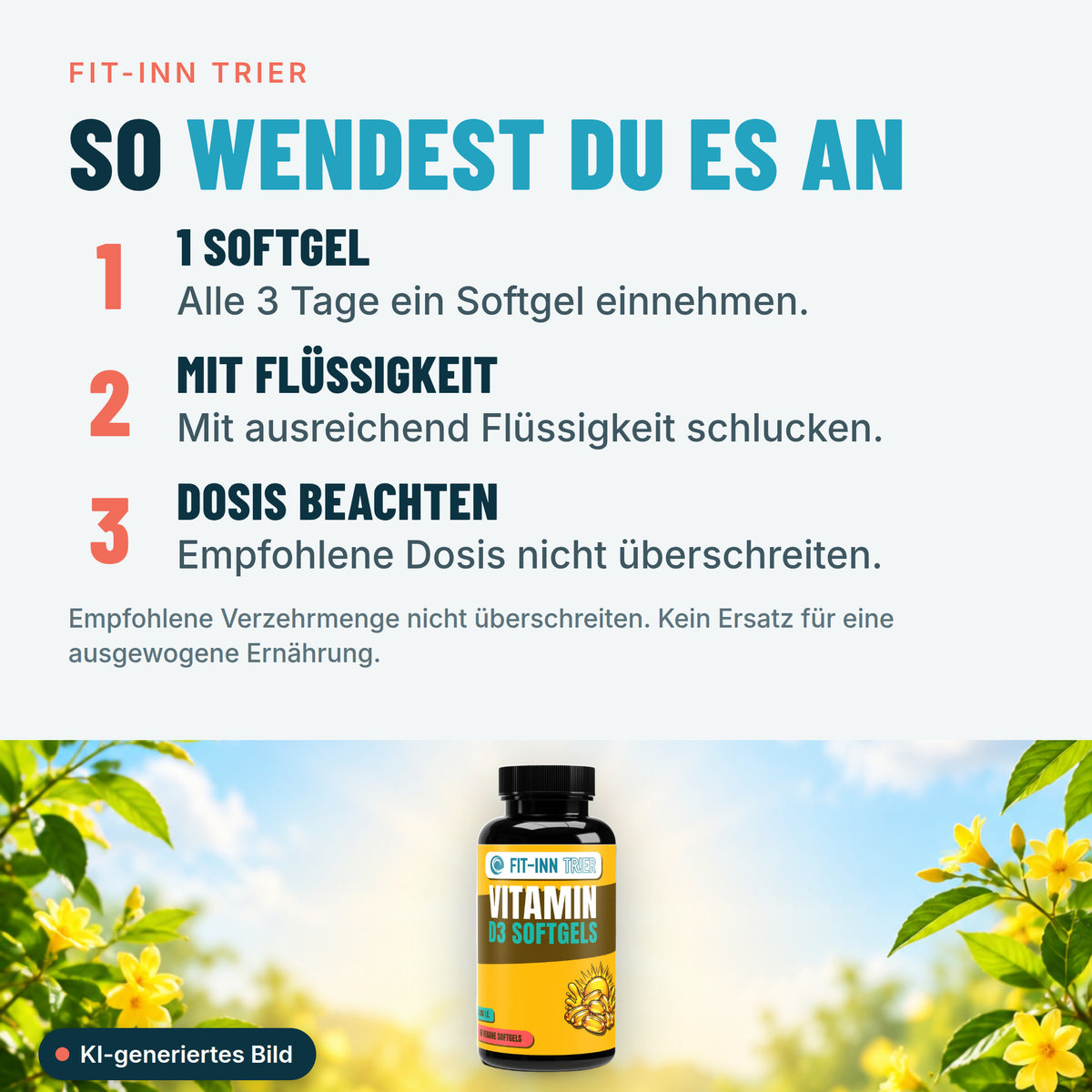 Vitamin D3 3.000 I.E - 60 vegane Softgels – So wendest du es an